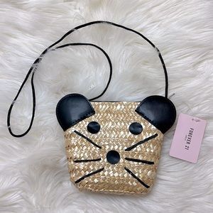 Girls mouse mini straw bag